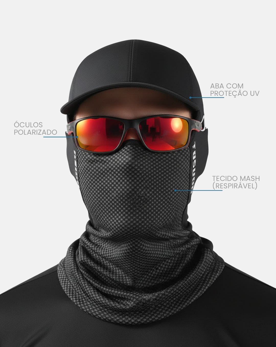 Kit Máscara e Óculos Polarizado Equipa Pesca