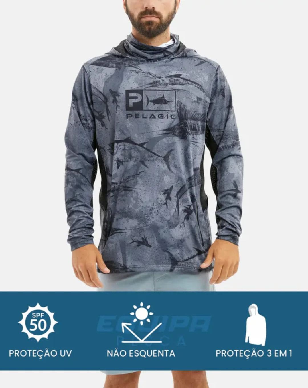 Camisa de Pesca Pelagic Cinza